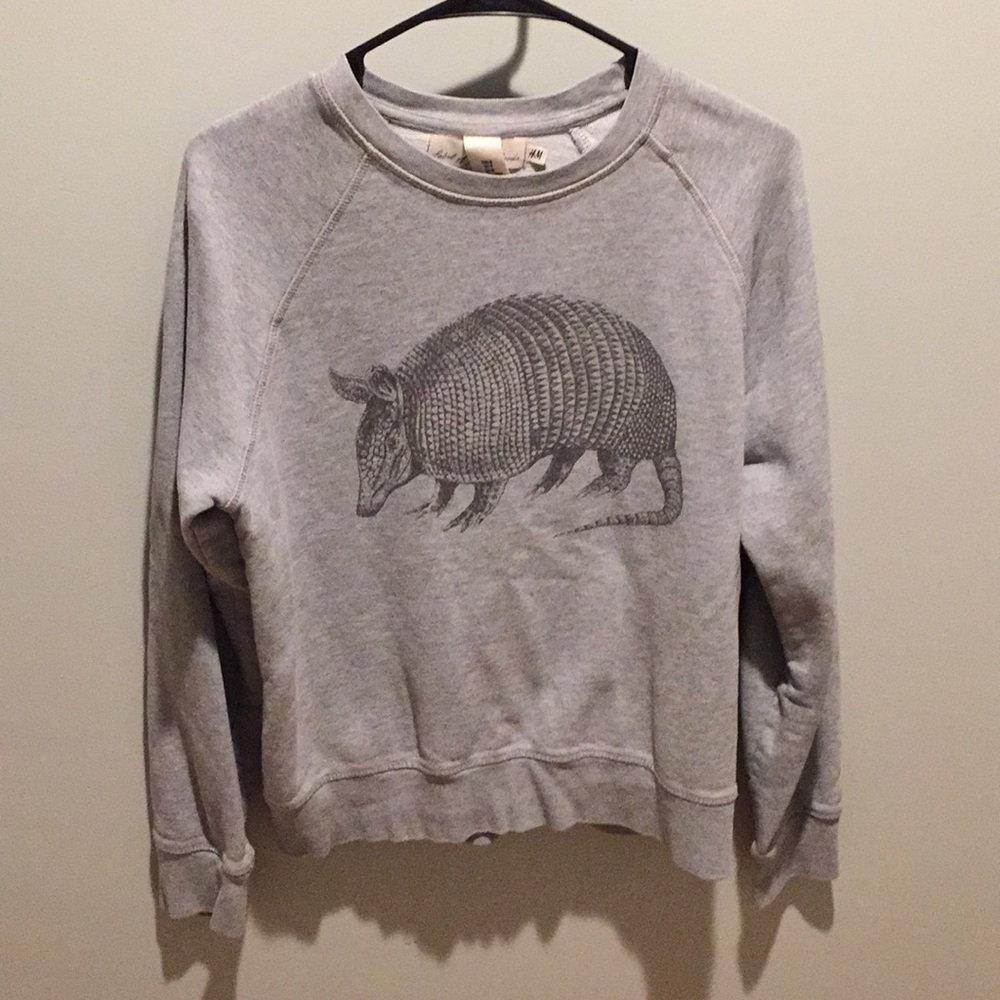 Gray armadillo crew neck sweatshirt